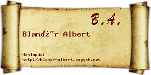 Blanár Albert névjegykártya
