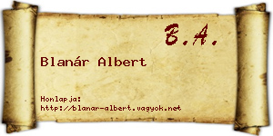 Blanár Albert névjegykártya