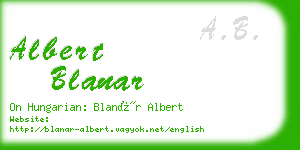 albert blanar business card